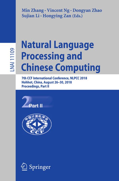Produktbild: Natural Language Processing and Chinese Computing