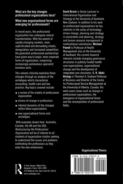Produktbild: Restructuring the Professional Organization