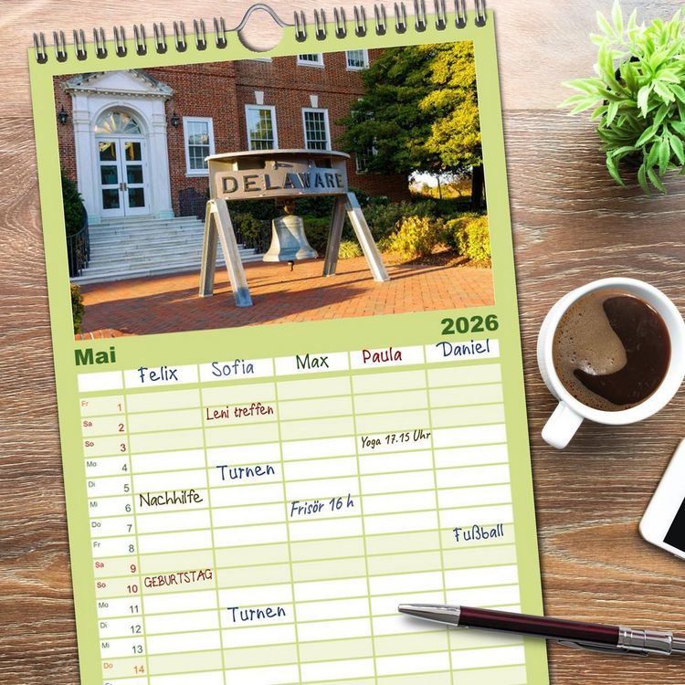 Produktbild: Familienplaner 2026 - Delaware. Kleine Perle an der Ostk&uuml;ste der USA mit 5 Spalten (Wandkalender, 21 x 45 cm) CALVENDO
