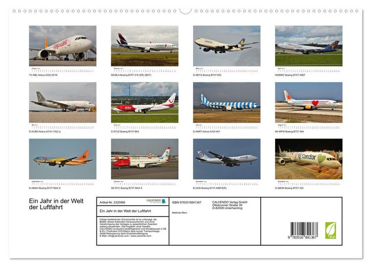 Produktbild: Ein Jahr in der Welt der Luftfahrt (hochwertiger Premium Wandkalender 2027 DIN A2 quer), Kunstdruck in Hochglanz