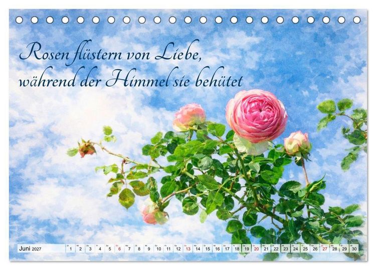 Produktbild: Rosentr&auml;ume im Aquarellstil (Tischkalender 2027 DIN A5 quer), CALVENDO Monatskalender