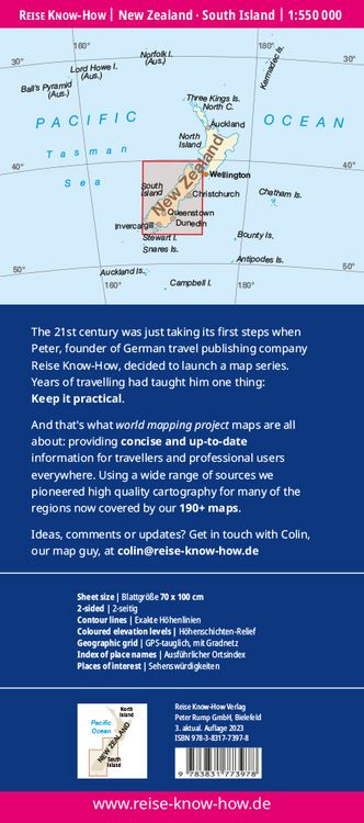 Produktbild: Reise Know-How Landkarte Neuseeland, S&uuml;dinsel (1:550.000)
