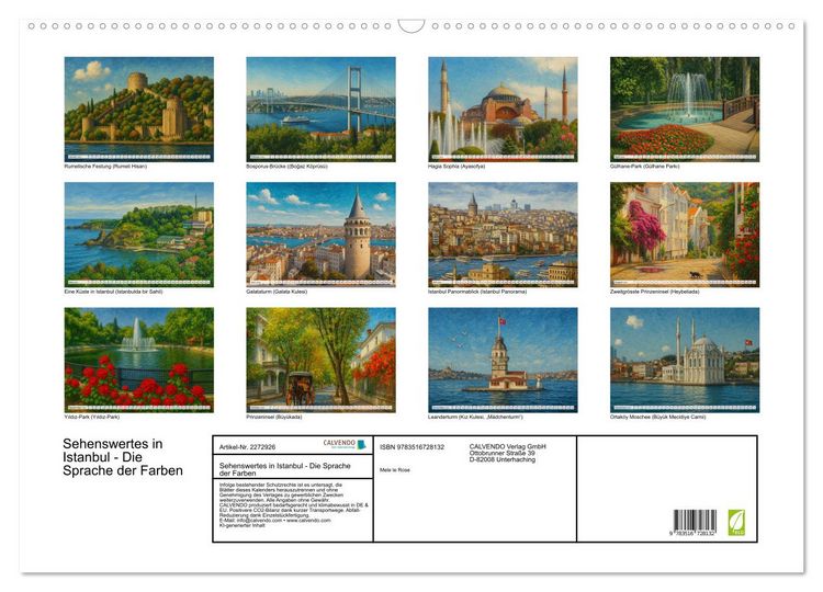 Produktbild: Sehenswertes in Istanbul - Die Sprache der Farben (Wandkalender 2026 DIN A2 quer), CALVENDO Monatskalender