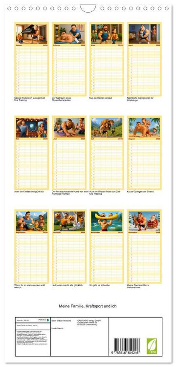 Produktbild: Familienplaner 2026 - Meine Familie, Kraftsport und ich mit 5 Spalten (Wandkalender, 21 x 45 cm) CALVENDO