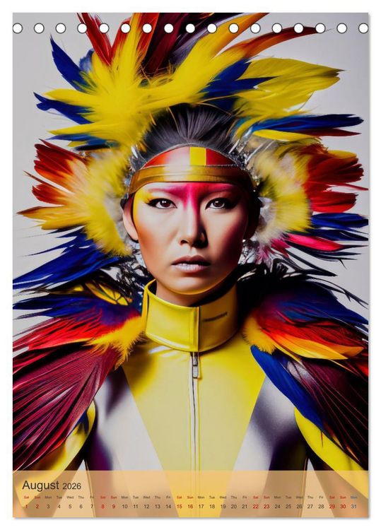 Produktbild: American beauties in a feather style (Desk Calendar 2026 DIN A5 portrait), CALVENDO 12 Month DeskCalendar