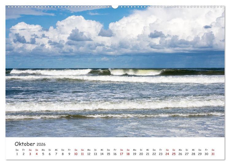 Produktbild: Nordsee, Meer, Strand und Wind (hochwertiger Premium Wandkalender 2026 DIN A2 quer), Kunstdruck in Hochglanz
