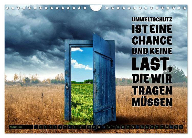 Produktbild: KLIMAWANDEL - Impressionen mit Spr&uuml;chen (Wandkalender 2026 DIN A4 quer), CALVENDO Monatskalender