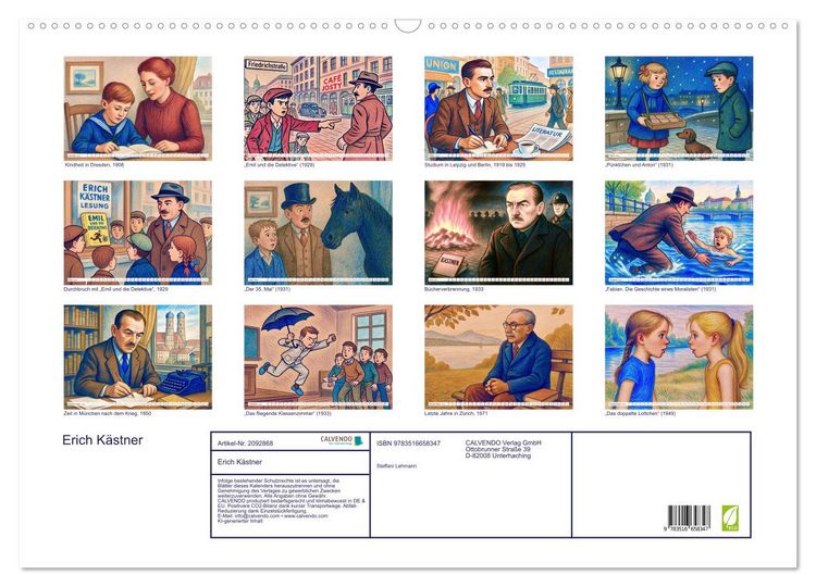 Produktbild: Erich K&auml;stner (Wandkalender 2026 DIN A2 quer), CALVENDO Monatskalender
