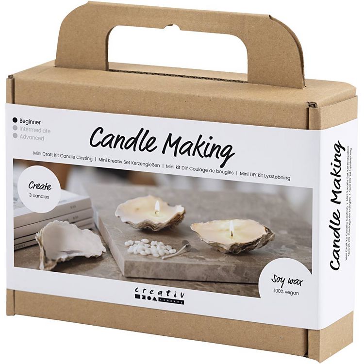 Produktbild: Creativ Company Mini Kreativ Set Kerzengie&szlig;en, Sojawachskerzen in Austernschalen, Creme