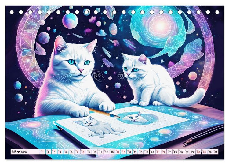 Produktbild: Katzen Schnurrige K&uuml;nstler (Tischkalender 2026 DIN A5 quer), CALVENDO Monatskalender