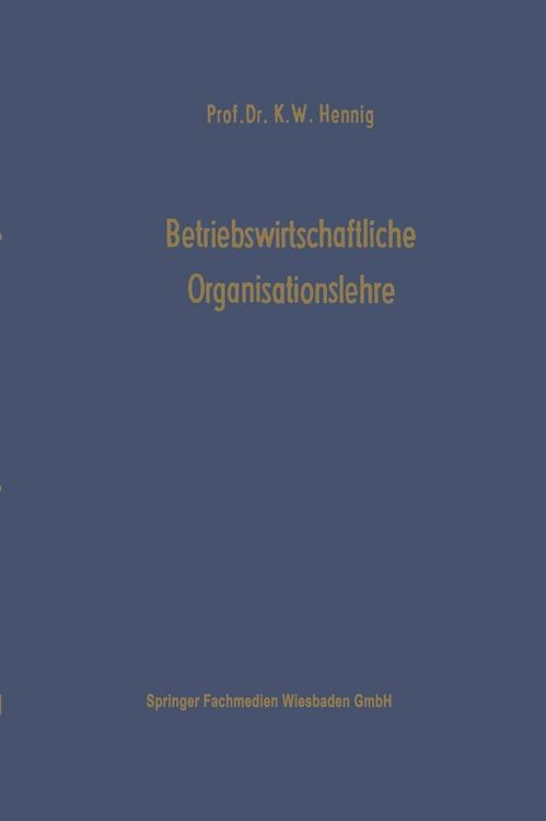 Produktbild: Betriebswirtschaftliche Organisationslehre