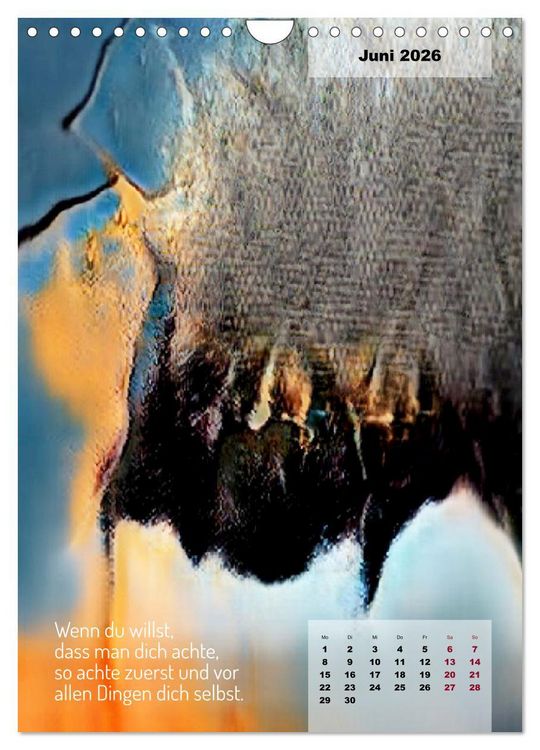 Produktbild: Seelenw&uuml;nsche - Kunstkalender mit Texten zum Innehalten (Wandkalender 2026 DIN A4 hoch), CALVENDO Monatskalender