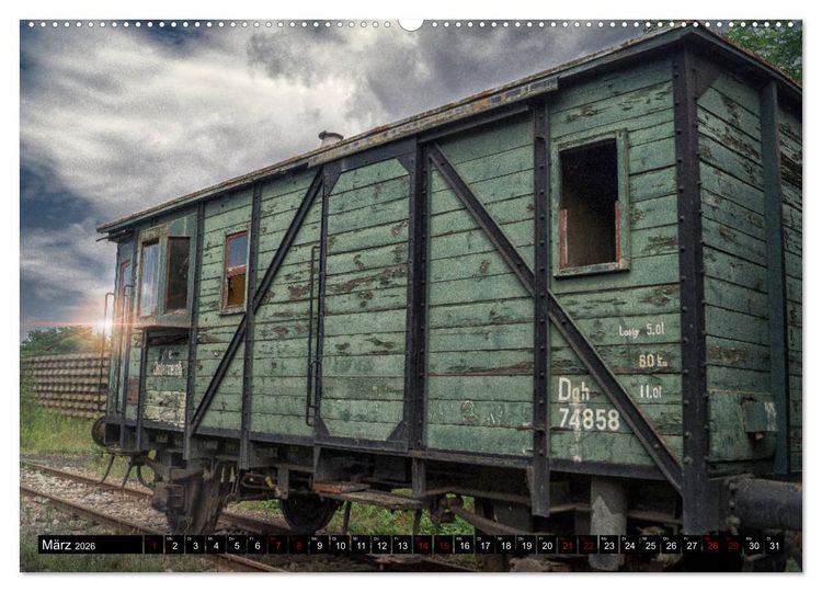 Produktbild: Lokomotiven und Wagen - Verfallen und vergessen auf dem Abstellgleis (Wandkalender 2026 DIN A2 quer), CALVENDO Monatskalender