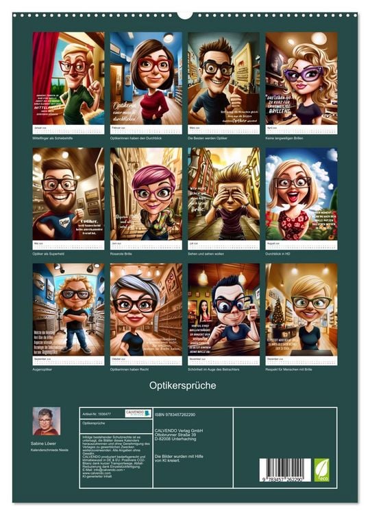 Produktbild: Optikerspr&uuml;che (hochwertiger Premium Wandkalender 2026 DIN A2 hoch), Kunstdruck in Hochglanz