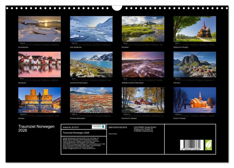 Produktbild: Traumziel Norwegen 2026 (Wandkalender 2026 DIN A3 quer), CALVENDO Monatskalender
