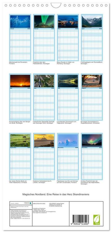 Produktbild: Familienplaner 2026 - Magisches Nordland. Eine Reise in das Herz Skandinaviens mit 5 Spalten (Wandkalender, 21 x 45 cm) CALVENDO