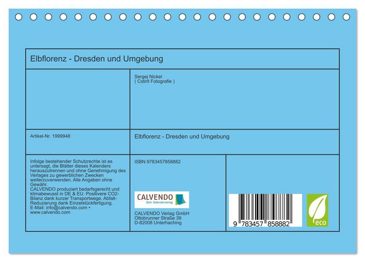 Produktbild: Elbflorenz - Dresden und Umgebung (Tischkalender 2026 DIN A5 quer), CALVENDO Monatskalender