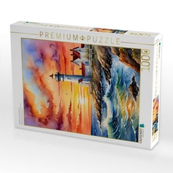 Produktbild: CALVENDO Puzzle Leuchtturm in der Abendsonne | 1000 Teile Lege-Gr&ouml;&szlig;e 64x48cm Foto-Puzzle f&uuml;r gl&uuml;ckliche Stunden