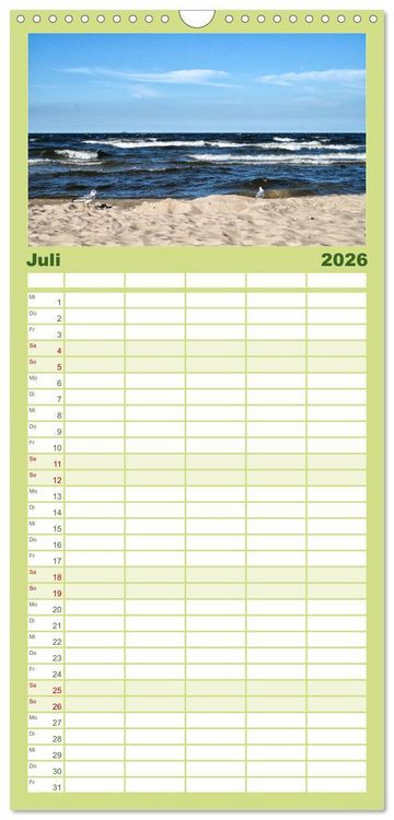 Produktbild: Familienplaner 2026 - Das idyllische Usedom mit 5 Spalten (Wandkalender, 21 x 45 cm) CALVENDO