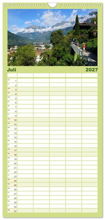 Produktbild: Familienplaner 2027 - Spaziergang in Meran mit 5 Spalten (Wandkalender, 21 x 45 cm) CALVENDO