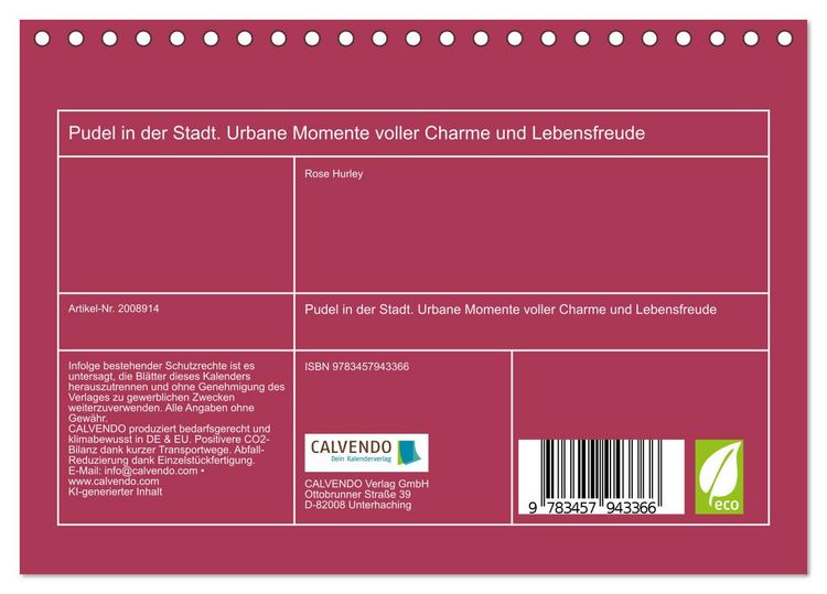 Produktbild: Pudel in der Stadt. Urbane Momente voller Charme und Lebensfreude (Tischkalender 2026 DIN A5 quer), CALVENDO Monatskalender