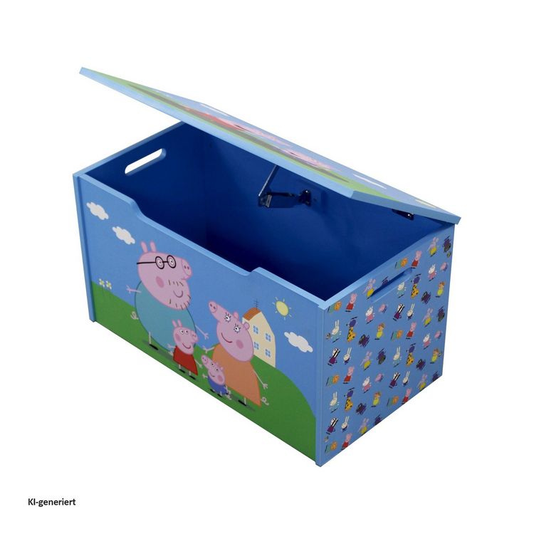 Produktbild: HTI-Living Peppa Pig Spielzeugkiste mit Deckel Kinder Aufbewahrungsbox Hellblau