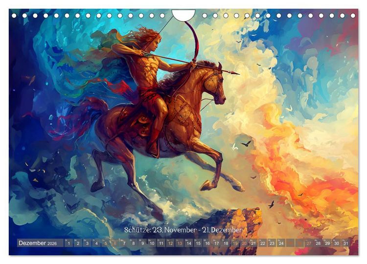 Produktbild: Sternzeichen-Kalender - Galaktische Portr&auml;ts mit Datum (Wandkalender 2026 DIN A4 quer), CALVENDO Monatskalender