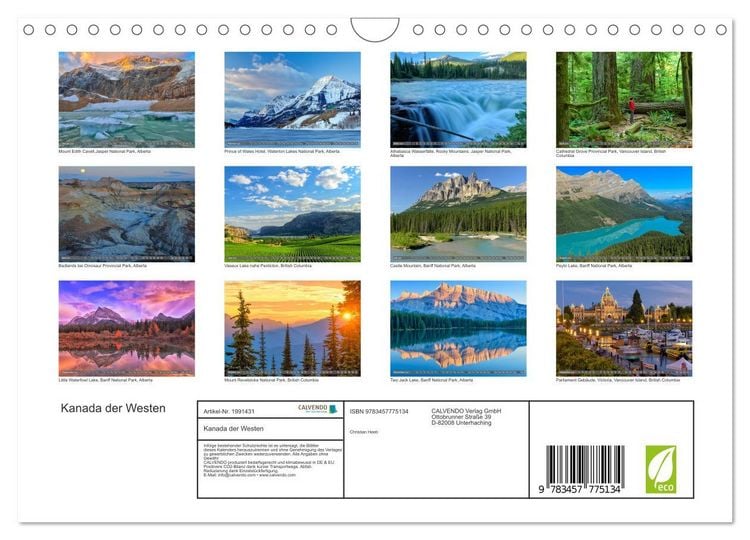 Produktbild: Kanada der Westen (Wandkalender 2026 DIN A4 quer), CALVENDO Monatskalender