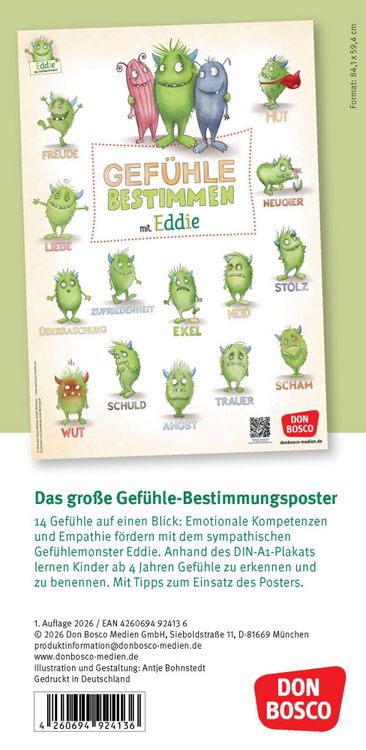 Produktbild: Das gro&szlig;e Gef&uuml;hle-Bestimmungsposter mit Eddie, dem Gef&uuml;hlemonster