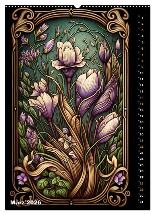 Produktbild: Jugendstil Blumen (Wandkalender 2026 DIN A2 hoch), CALVENDO Monatskalender