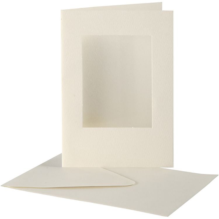 Produktbild: Creativ Company Passepartout-Karten mit Kuvert, Rechteckig, Kartengr&ouml;&szlig;e 10,5x15 cm, Umschlaggr&ouml;&szlig;e , 1,5x16,5 cm, Naturwei&szlig;, 10er Set