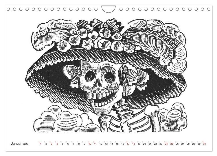 Produktbild: Calaveras - Totenk&ouml;pfe und Skelette (Wandkalender 2026 DIN A4 quer), CALVENDO Monatskalender