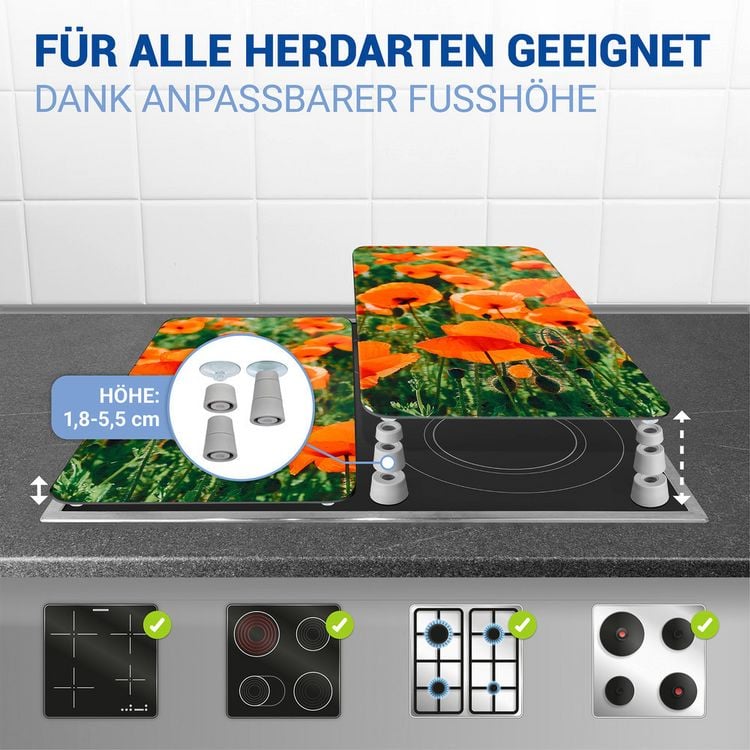 Produktbild: Herdabdeckplatte Universal Mod. Mohnfeld, 2er Set, f&uuml;r alle Herdarten geeignet
