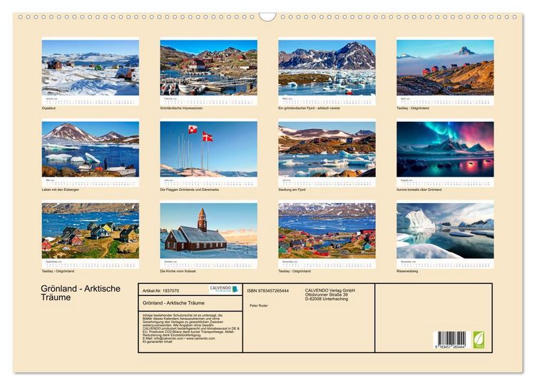 Produktbild: Gr&ouml;nland - Arktische Tr&auml;ume (Wandkalender 2026 DIN A2 quer), CALVENDO Monatskalender