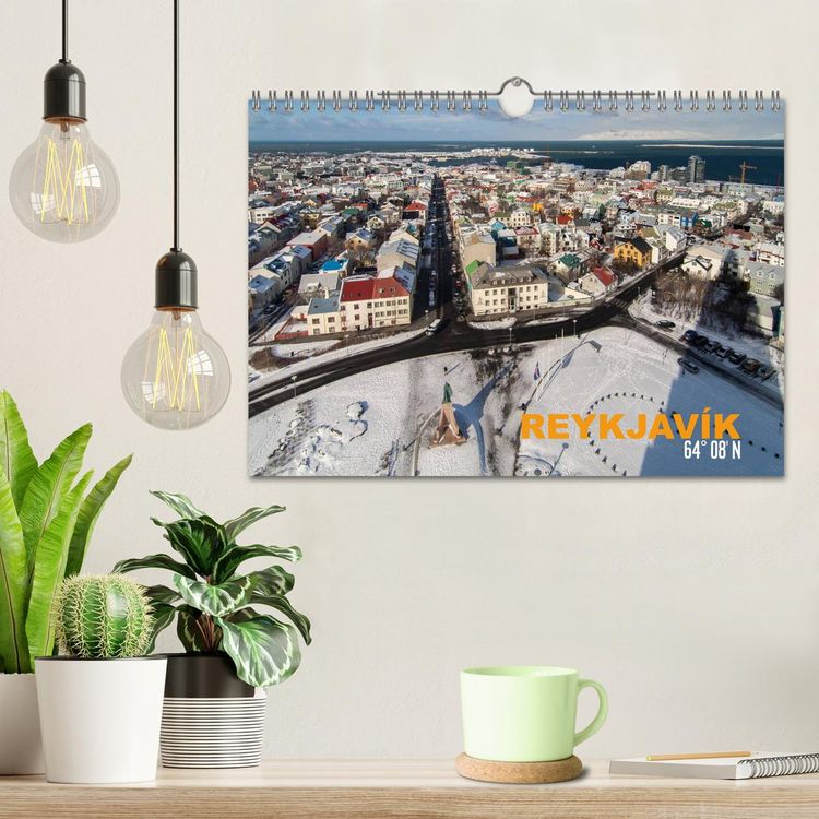 Produktbild: Reykjav&igrave;k 64&deg; 08' N (Wandkalender 2026 DIN A4 quer), CALVENDO Monatskalender
