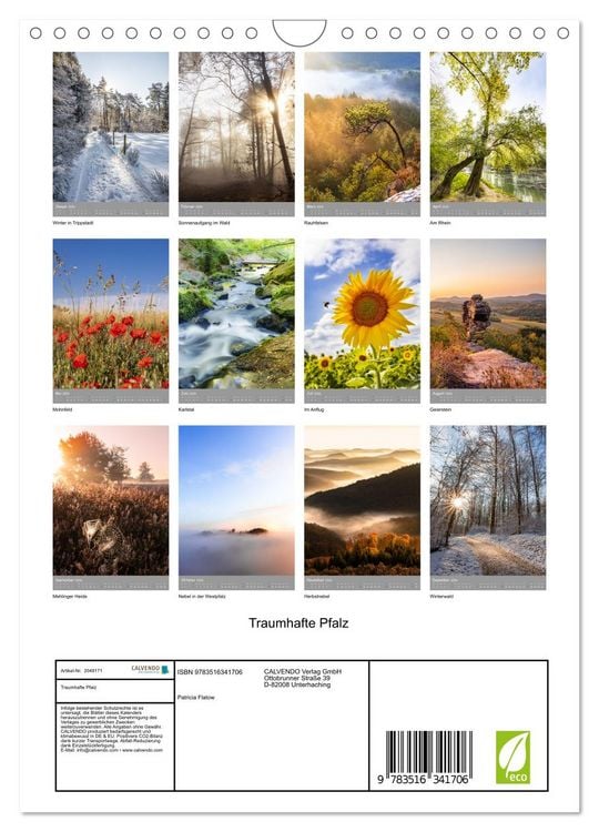 Produktbild: Traumhafte Pfalz (Wandkalender 2026 DIN A4 hoch), CALVENDO Monatskalender