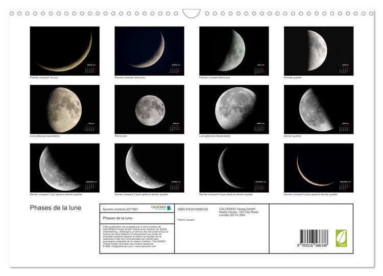 Produktbild: Phases de la lune (Calendrier mural 2026 DIN A3 vertical), CALVENDO calendrier mensuel