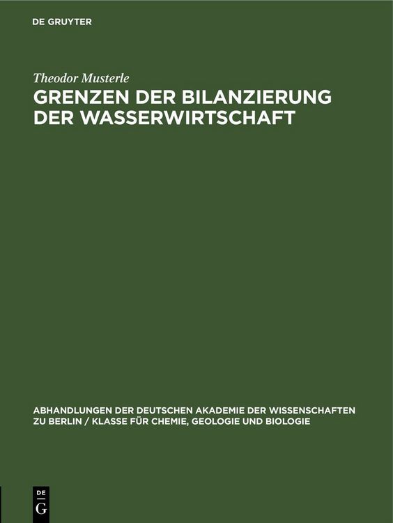 Produktbild: Grenzen der Bilanzierung der Wasserwirtschaft