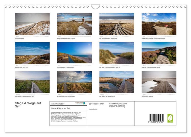Produktbild: Stege & Wege auf Sylt (Wandkalender 2026 DIN A3 quer), CALVENDO Monatskalender