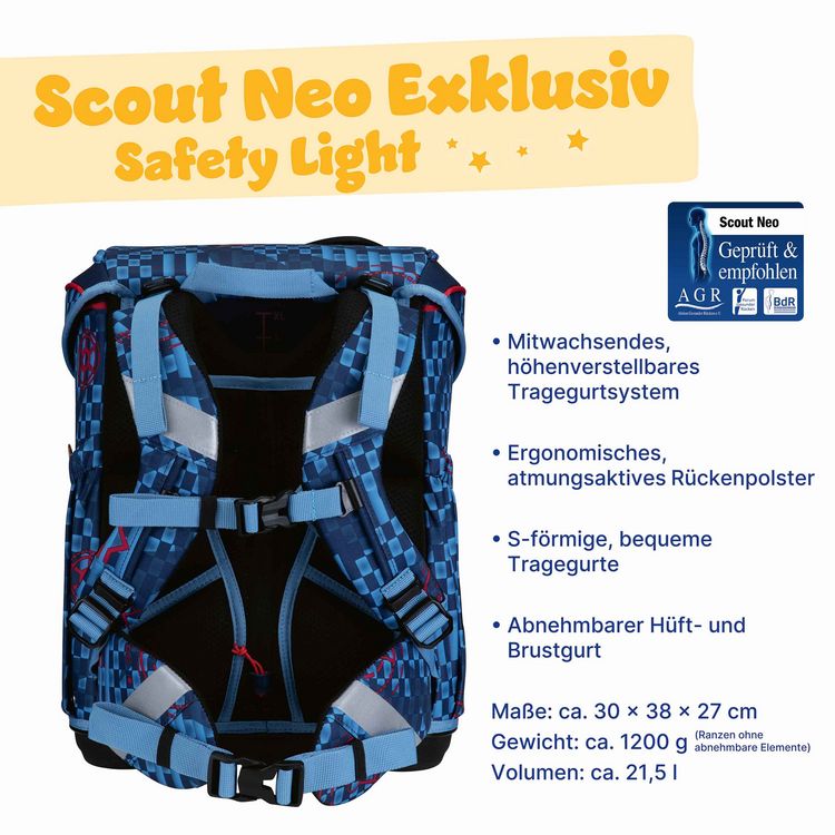 Produktbild: Scout Schulranzen Set Neo Safety Light, Schulranzen Set, 4tlg, Space Explorer