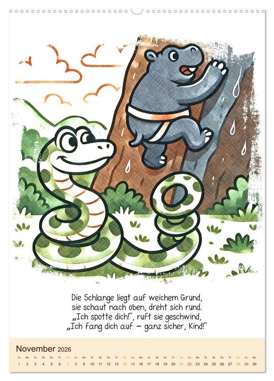 Produktbild: Tierisch hoch hinaus: Von A bis Z durchs Kletterabenteuer! - Der Kalender zum Kinderbuch (Wandkalender 2026 DIN A2 hoch), CALVENDO Monatskalender