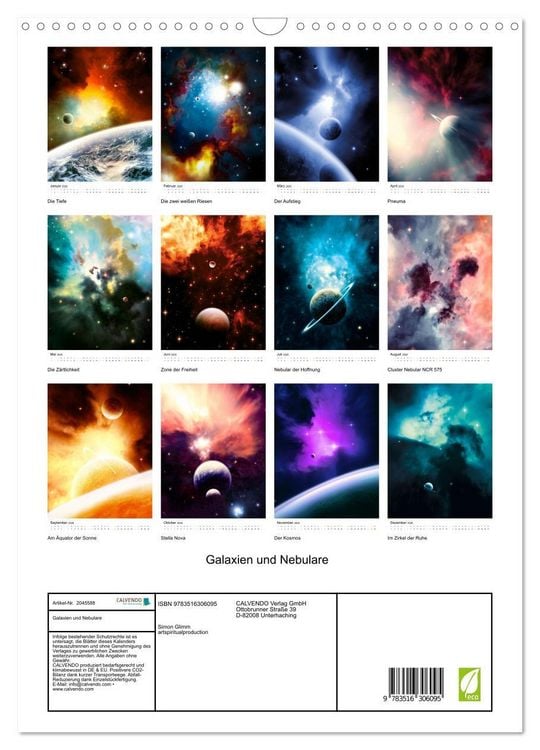 Produktbild: Galaxien und Nebulare (Wandkalender 2026 DIN A3 hoch), CALVENDO Monatskalender