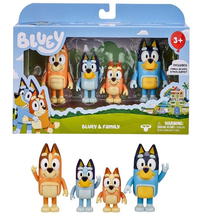 Produktbild: Moose Toys 300157 - BLUEY Figuren-4er-Pack (Bluey & Family), beweglich,