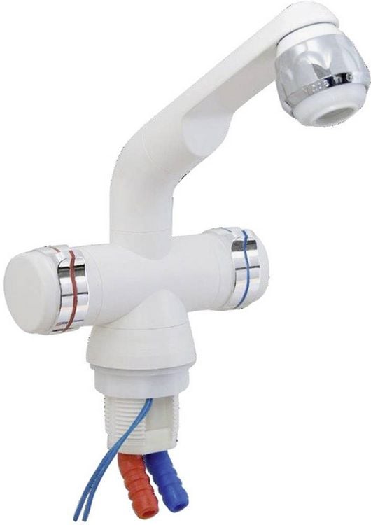 Produktbild: Barwig 4100-235 Zweigriff-Mischarmatur Schlauch-Anschluss 10mm Wei&szlig;, Chrom