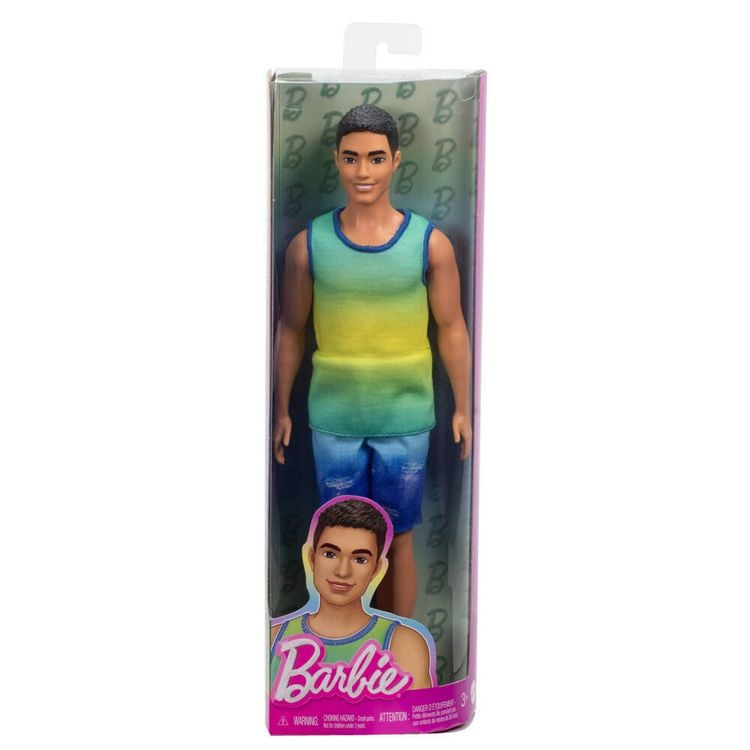 Produktbild: Barbie Fashionistas Ken-Puppe Nr. 236 in Ombré-Tanktop und Jeans-Shorts, schwarzes Haar