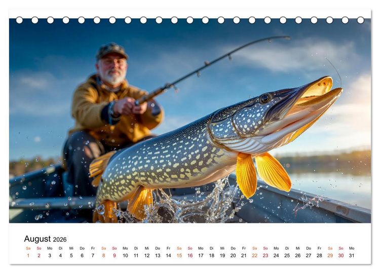 Produktbild: Angeln - der gro&szlig;e Fang (Tischkalender 2026 DIN A5 quer), CALVENDO Monatskalender