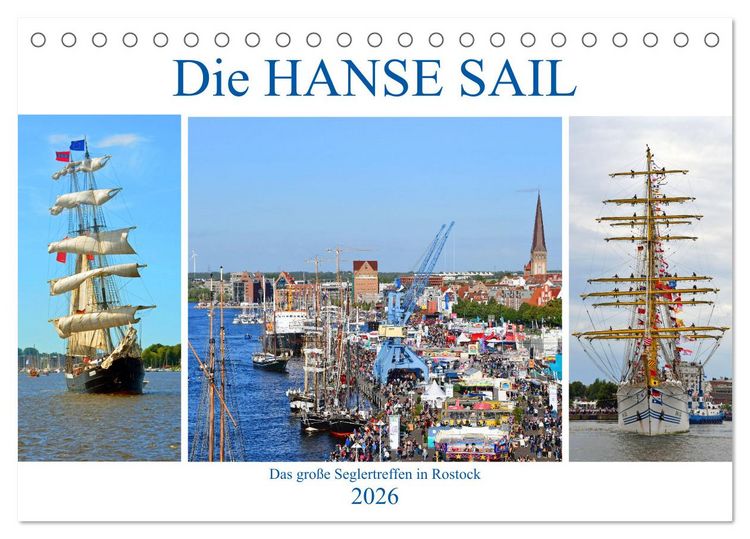 Produktbild: Die HANSE SAIL Das gro&szlig;e Seglertreffen in Rostock (Tischkalender 2026 DIN A5 quer), CALVENDO Monatskalender