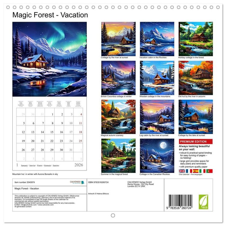 Produktbild: Bilkova, H: Magic Forest - Vacation (Wall Calendar 2026 12 &times;