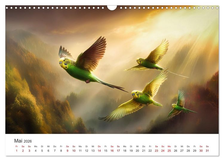 Produktbild: Zwitscherzeit - Ein Kalender voller Wellensittiche (Wandkalender 2026 DIN A3 quer), CALVENDO Monatskalender
