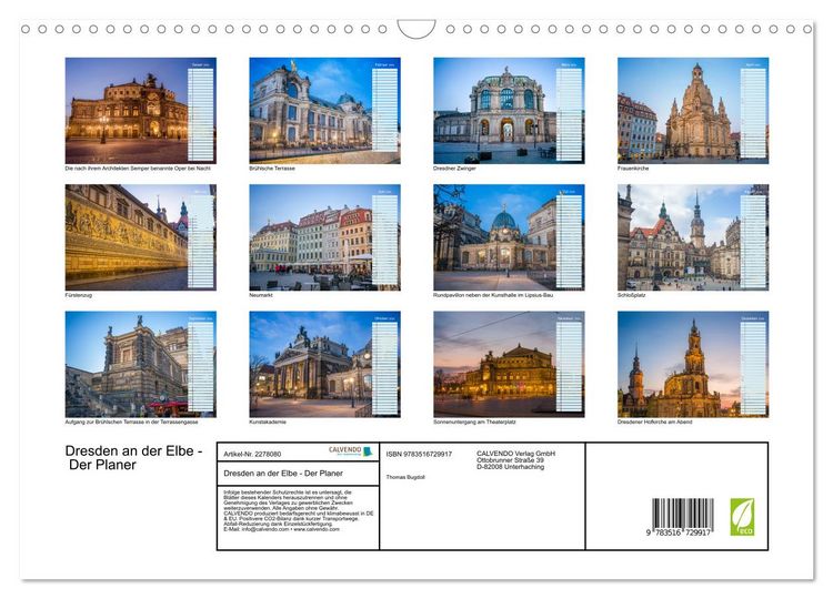 Produktbild: Dresden an der Elbe - Der Planer (Wandkalender 2026 DIN A3 quer), CALVENDO Monatskalender